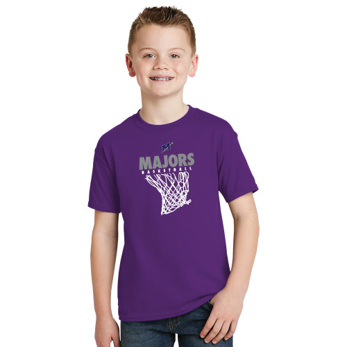  Youth Purple T Shirt - Majors Basketball w/ Hanging Net
