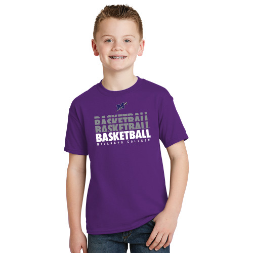  Youth Purple T Shirt - Basketball Repeating