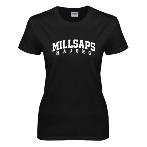  Womens Black Short Sleeve Tee - Arched Millsaps Majors