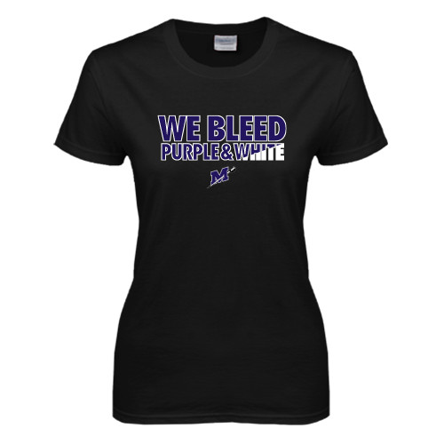  Womens Black Short Sleeve Tee - We Bleed Purple & White