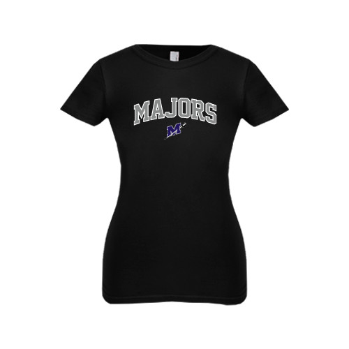  Next Level Girls Black Fashion Fit T Shirt - Arched Majors w/ Primary Logo