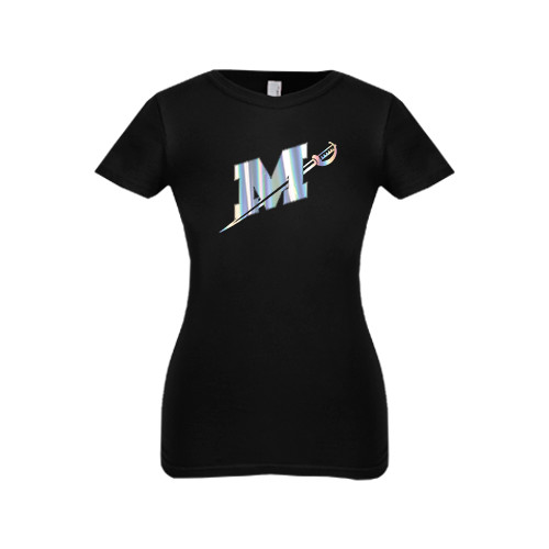  Next Level Girls Black Fashion Fit T Shirt - Official Logo Foil