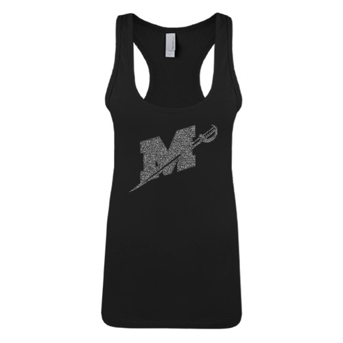  Next Level Womens Black Racerback Tank  - Official Logo Graphite Glitter