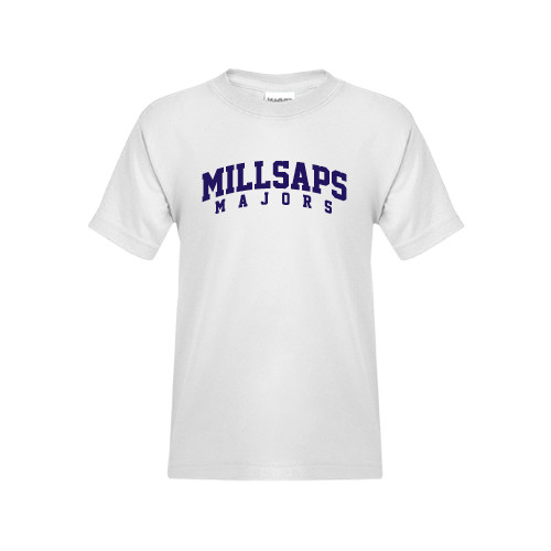  Youth White T Shirt - Arched Millsaps Majors