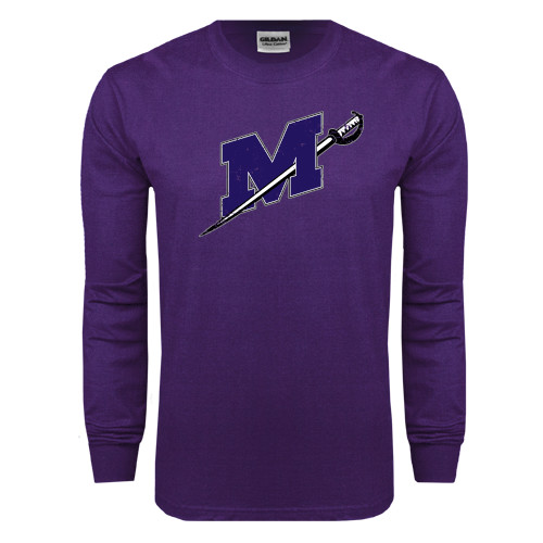  Purple Long Sleeve T Shirt - Official Logo Distressed