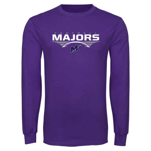  Purple Long Sleeve T Shirt - Majors Football Stacked w/ Ball