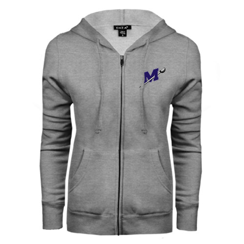  ENZA Womens Grey Fleece Full Zip Hoodie - Official Logo