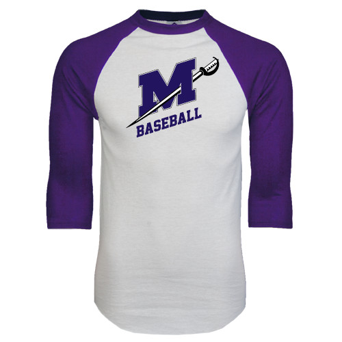  White/Purple Raglan Baseball T Shirt - Baseball