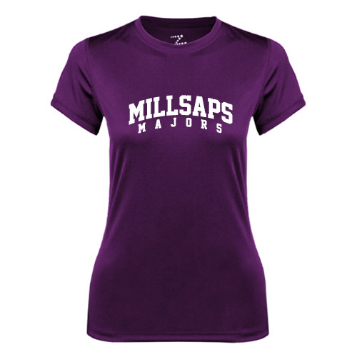  Womens Purple Performance Tee - Arched Millsaps Majors