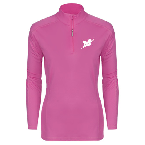  Syntrel Womens Raspberry Interlock 1/4 Zip - Official Logo