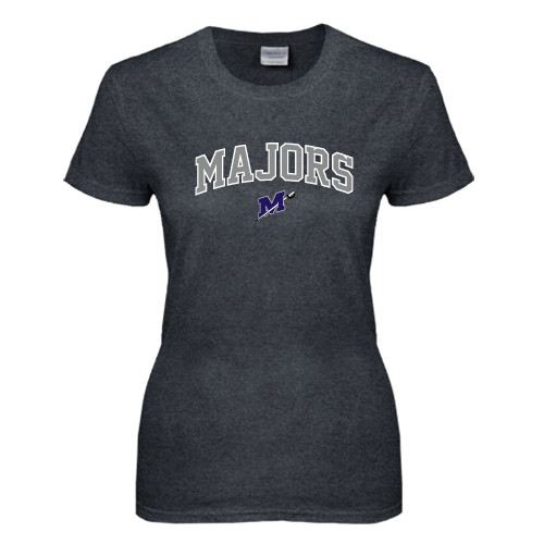  Womens Dark Heather Short Sleeve Tee - Arched Majors w/ Primary Logo