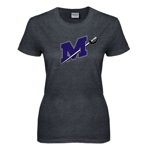  Womens Dark Heather Short Sleeve Tee - Official Logo Distressed