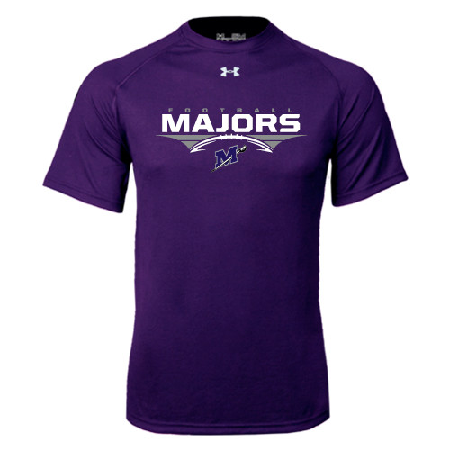  Under Armour Purple Tech Tee - Majors Football Stacked w/ Ball