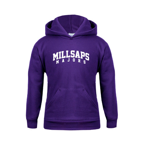  Youth Purple Fleece Hoodie - Arched Millsaps Majors
