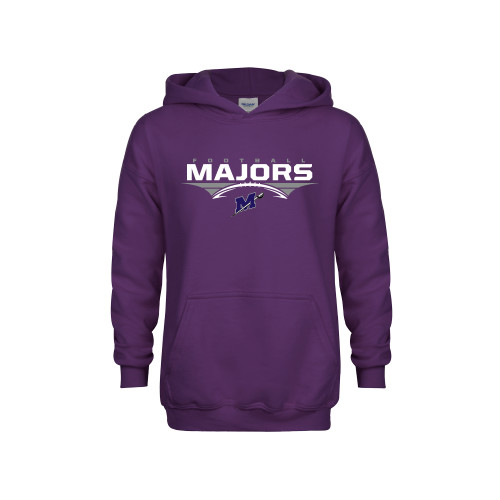  Youth Purple Fleece Hoodie - Majors Football Stacked w/ Ball