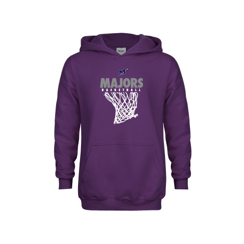  Youth Purple Fleece Hoodie - Majors Basketball w/ Hanging Net