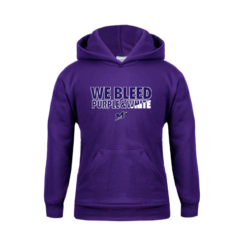  Youth Purple Fleece Hoodie - We Bleed Purple & White