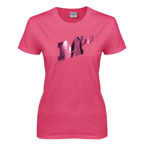  Womens Hot Pink Short Sleeve Tee - Official Logo Foil