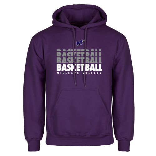  Purple Fleece Hoodie - Basketball Repeating