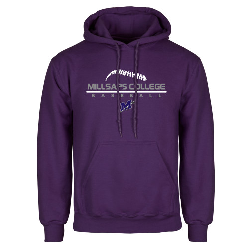  Purple Fleece Hoodie - Millsaps College Baseball Stacked