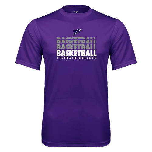  Purple Performance Tee - Basketball Repeating