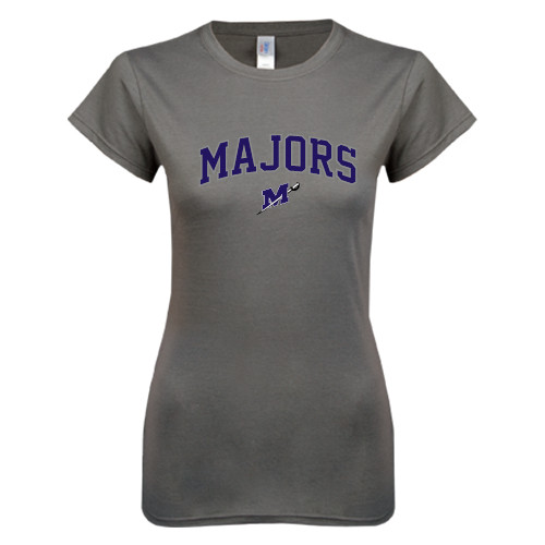  Next Level Womens Charcoal Boyfriend Tee - Arched Majors w/ Primary Logo