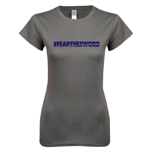  Next Level Womens Charcoal Boyfriend Tee - #FEARTHESWORD