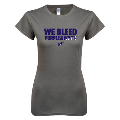  Next Level Womens Charcoal Boyfriend Tee - We Bleed Purple & White