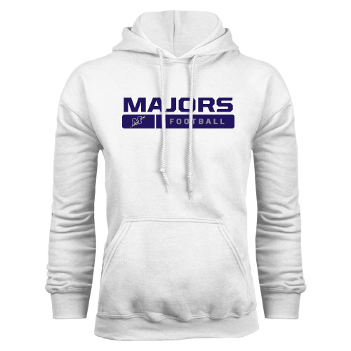  White Fleece Hoodie - Majors Football w/ Bar