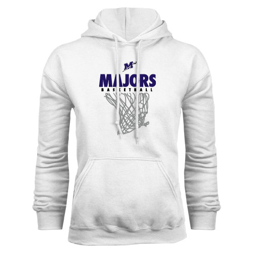  White Fleece Hoodie - Majors Basketball w/ Hanging Net