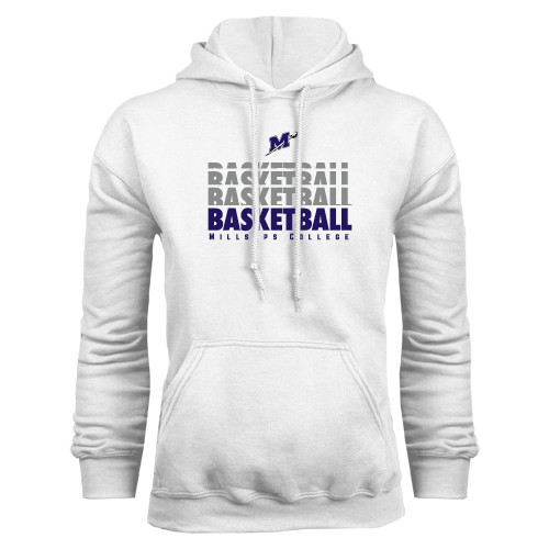  White Fleece Hoodie - Basketball Repeating