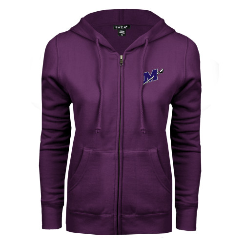  ENZA Womens Purple Fleece Full Zip Hoodie - Official Logo
