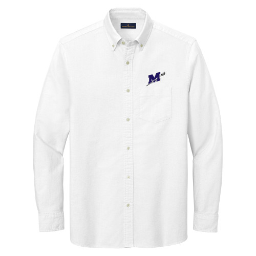  Brooks Brothers Mens White Casual Oxford Cloth Shirt - Official Logo
