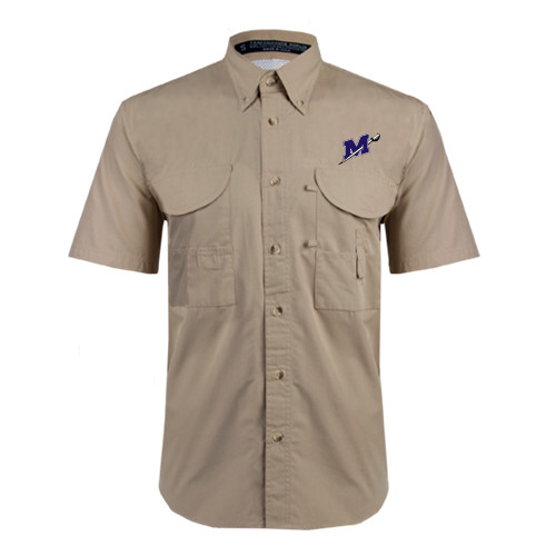  Khaki Fishing Shirt Performance Short Sleeve - Official Logo
