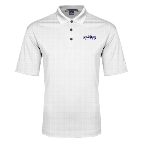  White Performance Fine Jacquard Polo - Arched Millsaps Majors
