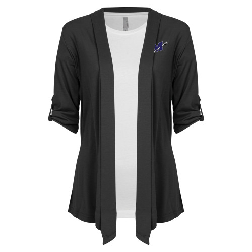  Womens Grey Drape Front Cardigan Sweater - Official Logo