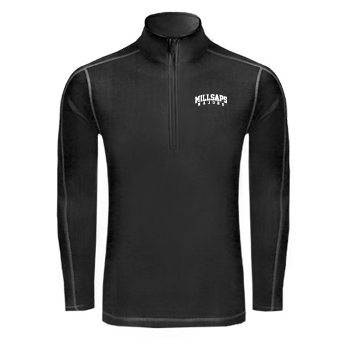  Sport Tek Black Sport Wick Stretch 1/2 Zip Pullover - Arched Millsaps Majors