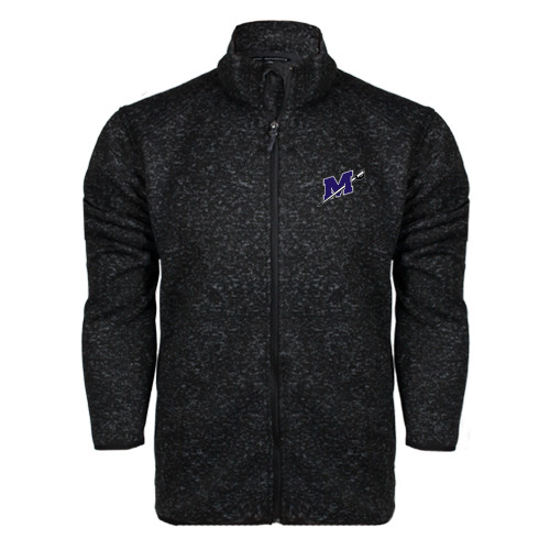  Black Heather  Sweater Fleece Jacket - Official Logo