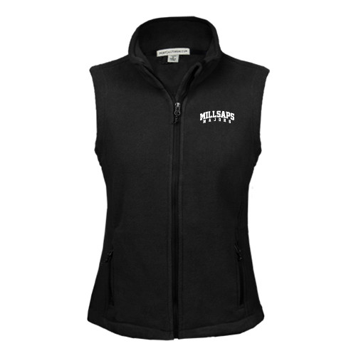  Womens Black Fleece Full Zip Vest - Arched Millsaps Majors