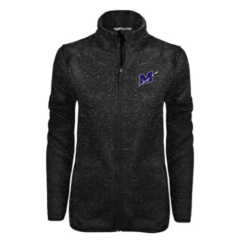  Womens Black Heather Fleece Jacket - Official Logo