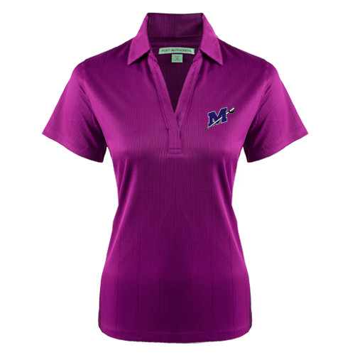  Womens Purple Performance Fine Jacquard Polo - Official Logo