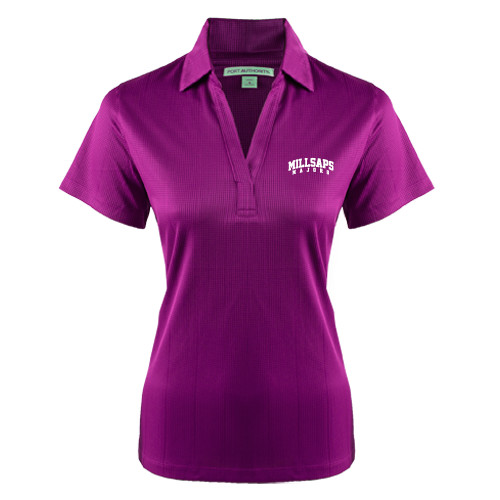  Womens Purple Performance Fine Jacquard Polo - Arched Millsaps Majors
