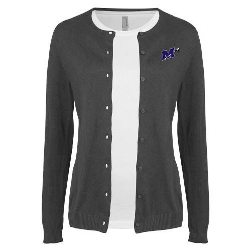  Womens Charcoal Cardigan Sweater - Official Logo