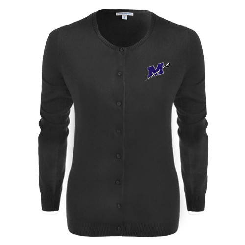  Womens Black Cardigan Sweater - Official Logo