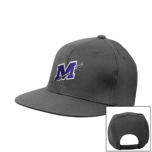  Charcoal Flat Bill Snapback Hat - Official Logo