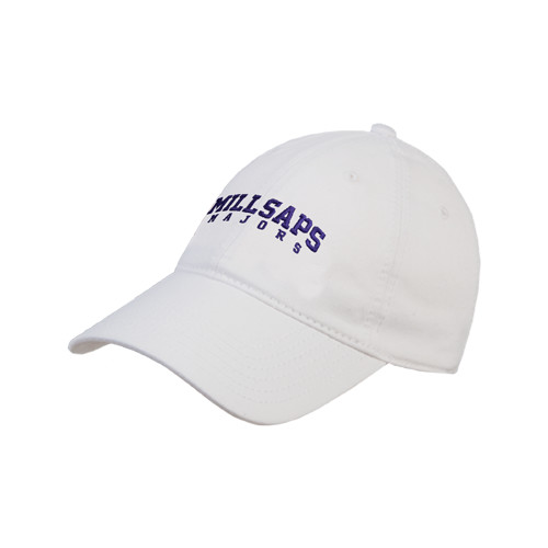  White Unstructured Adjustable Low Profile Hat - Arched Millsaps Majors
