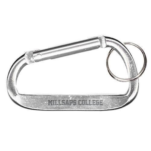  Silver Carabiner with Split Ring - Millsaps College Engraved