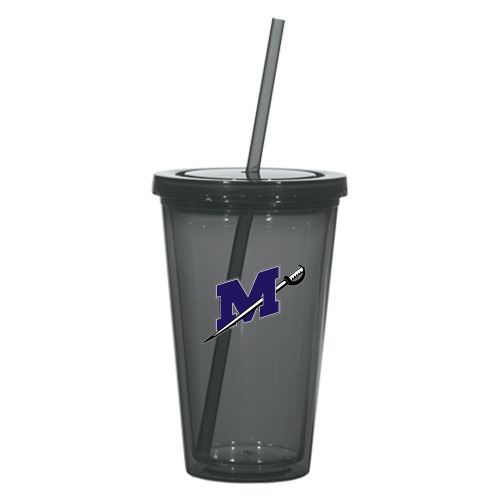  Madison Double Wall Charcoal Tumbler w/Straw 16oz - Official Logo