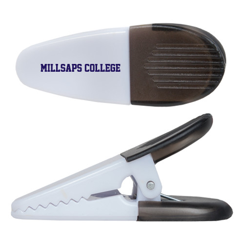  White Crocodile Clip/Magnet - Millsaps College