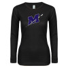 Thumbnail image for  Womens Black Long Sleeve V Neck Tee 